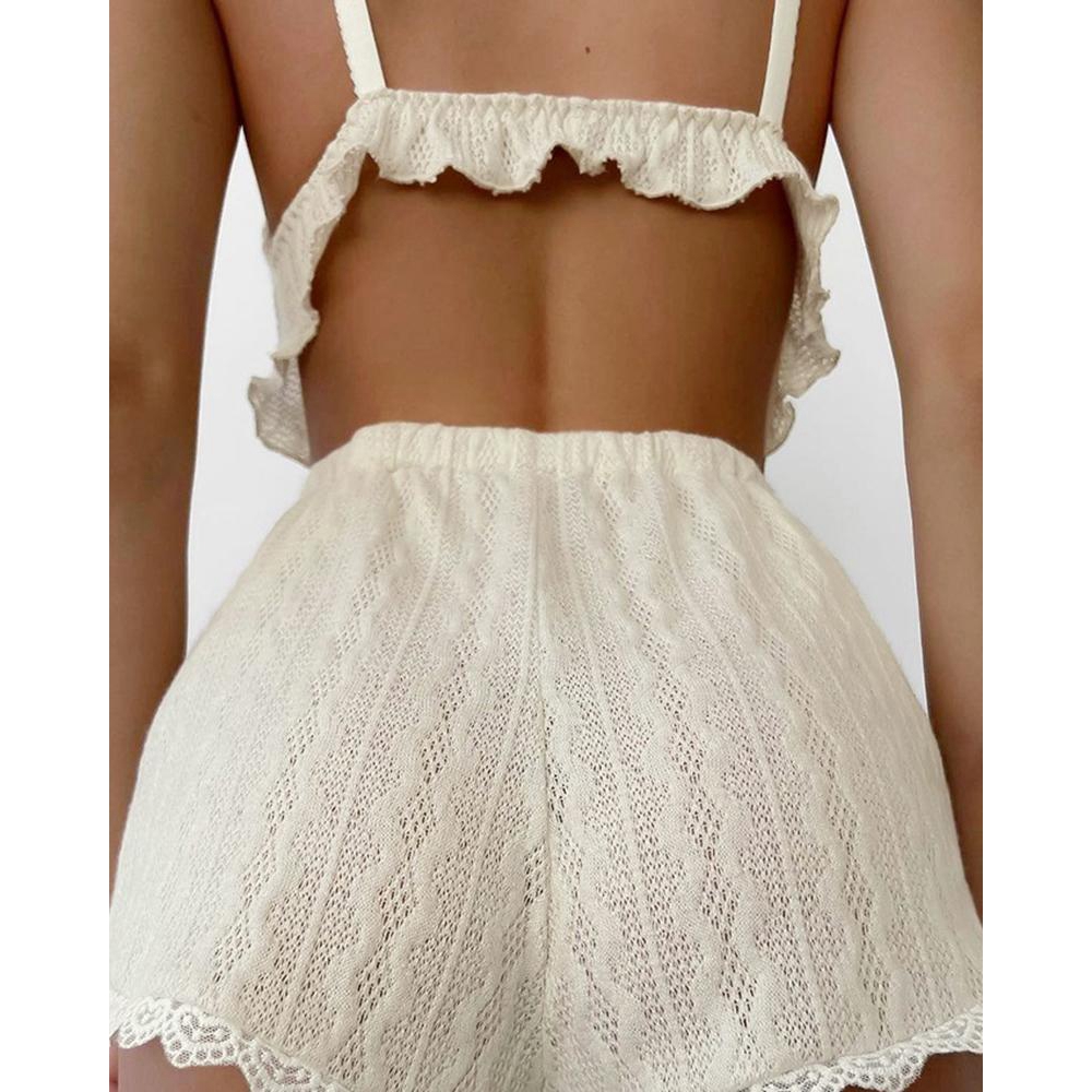 Lace Trim Ruffle Hem Cable Tex - đánh giá và giá Lace Trim Cami
