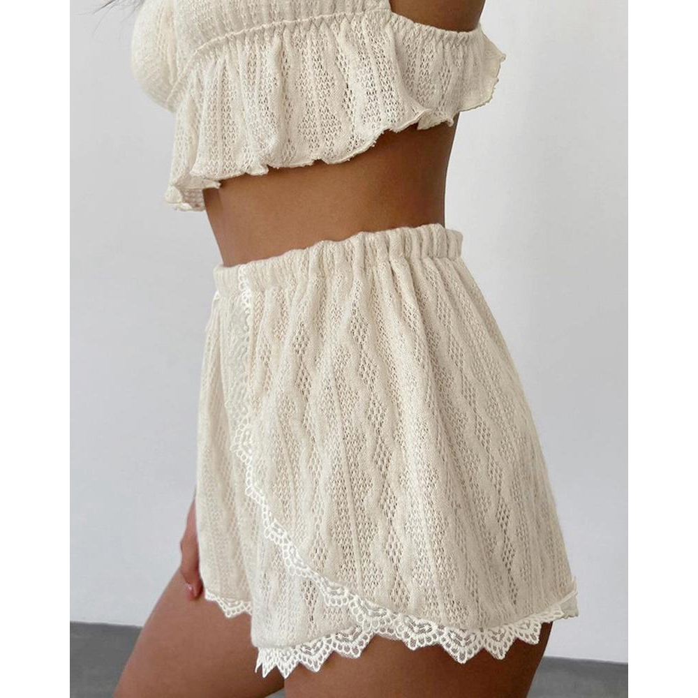 Lace Trim Ruffle Hem Cable Tex - đánh giá và giá Lace Trim Cami