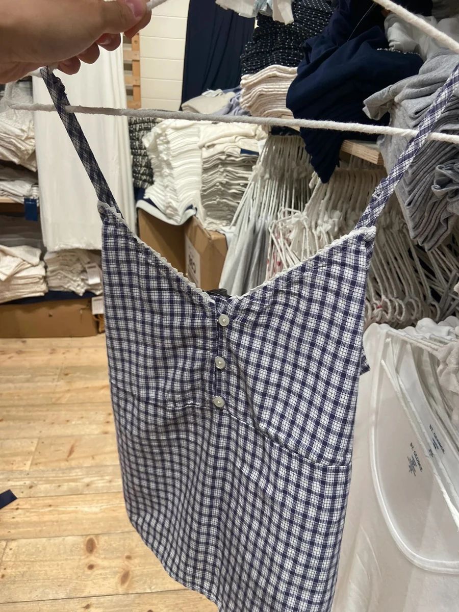 Navy Plaid Tank Shorts 2 Piece - đánh giá và giá Lace Trim Cami
