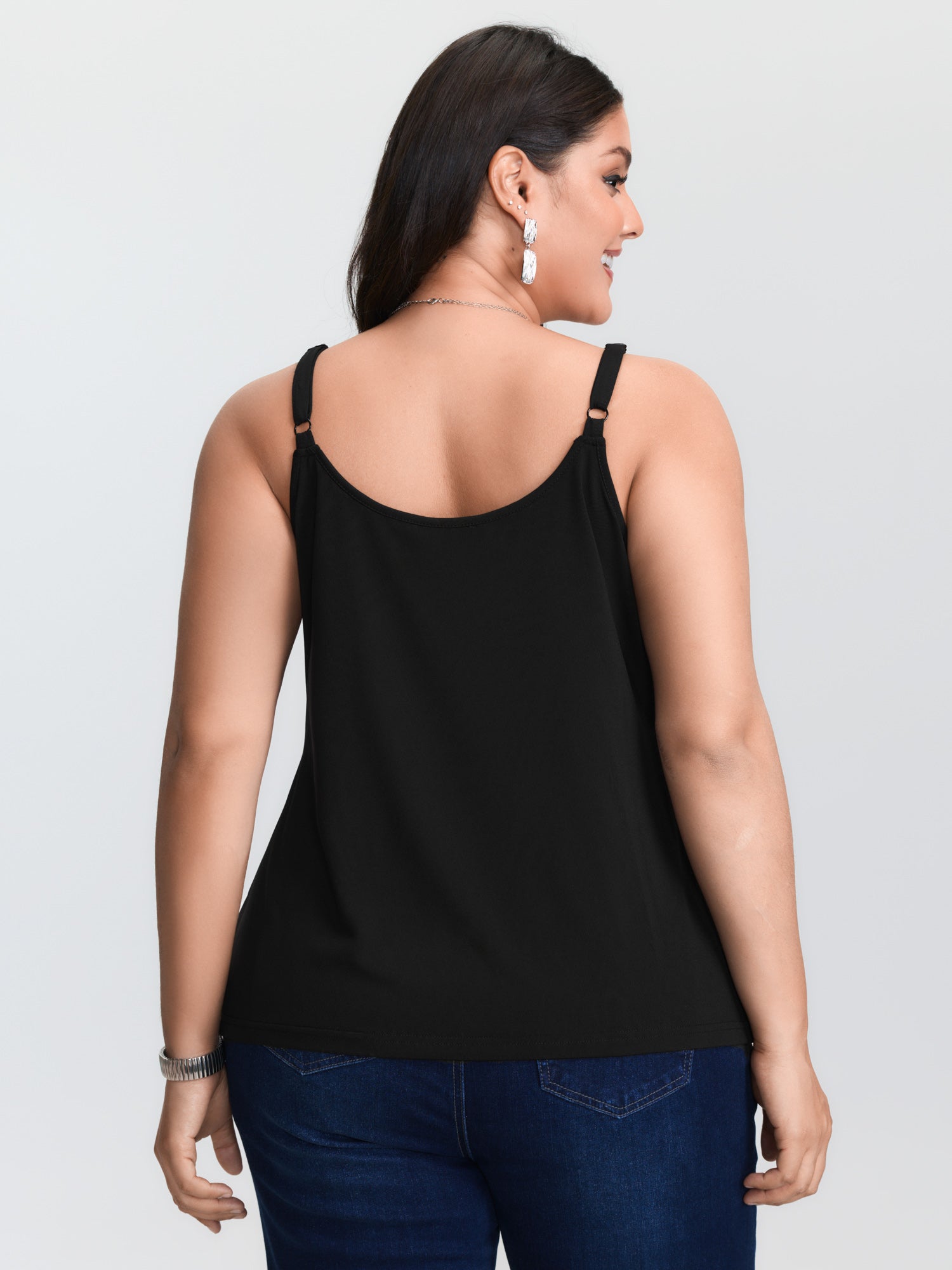 Plus‑size Black Knitted Camiso - đánh giá và giá Lace Trim Cami