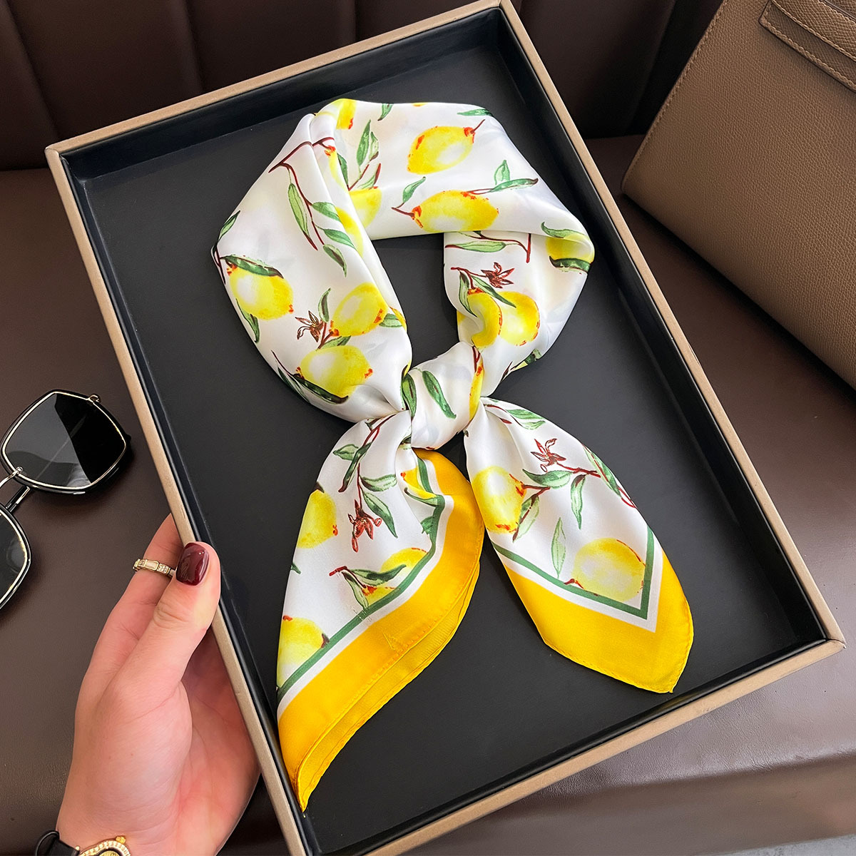 2025 New Yellow Lemon Print Sq - đánh giá và giá Women Fashion Necktie