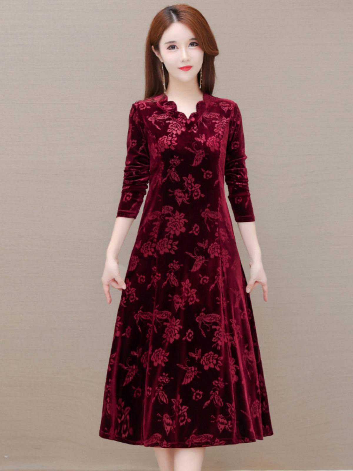 Elegant Velvet Dress V-Neck Mi - đánh giá và giá Women Fashion Over The Years