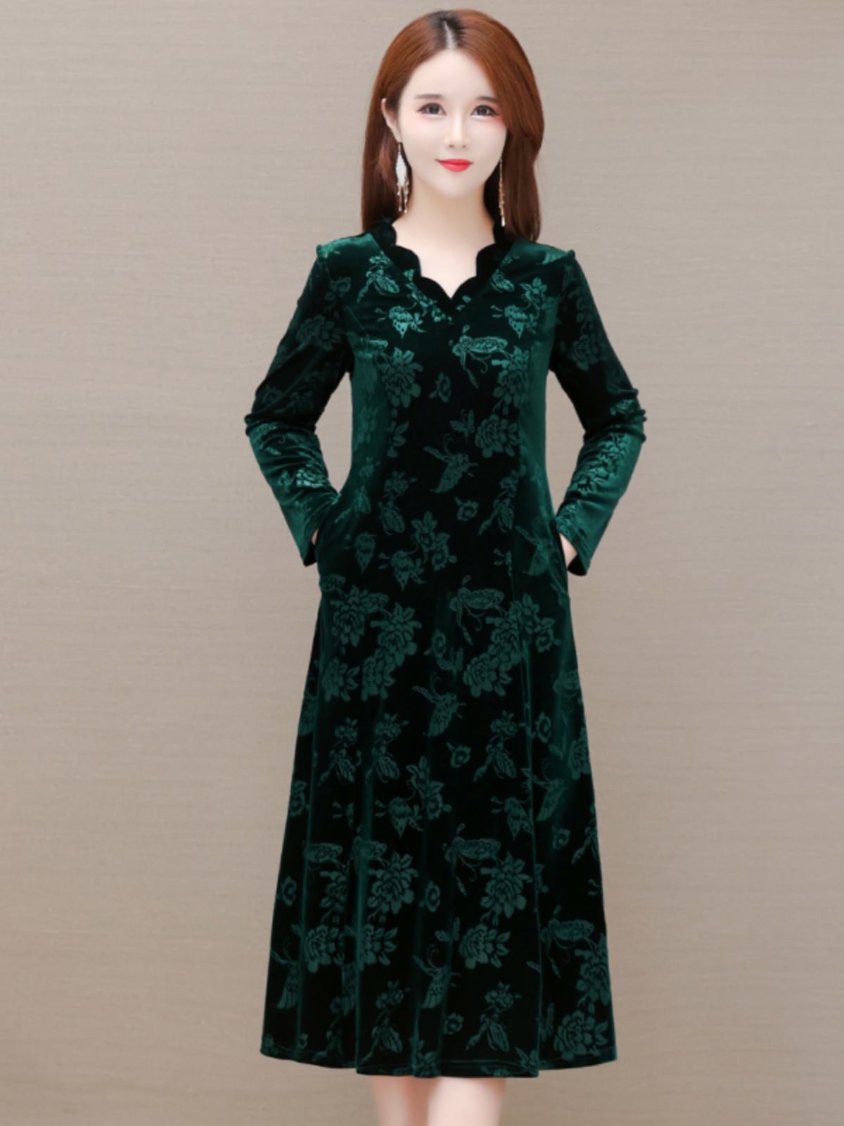Elegant Velvet Dress V-Neck Mi - đánh giá và giá Women Fashion Over The Years