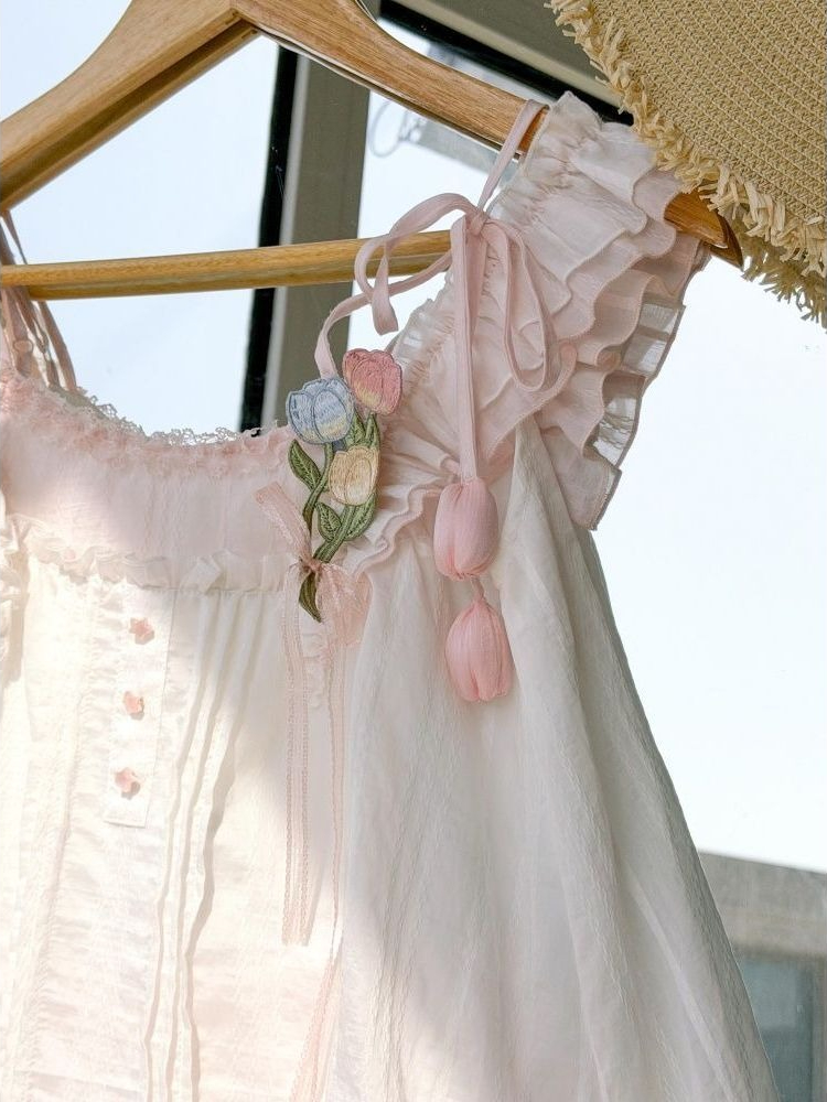 Sweet Kawaii Ruffle Trim Tulip - đánh giá và giá Lace Trim Cami