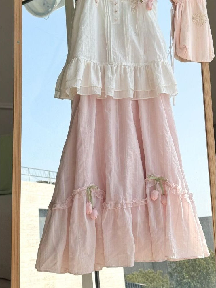 Sweet Kawaii Ruffle Trim Tulip - đánh giá và giá Lace Trim Cami